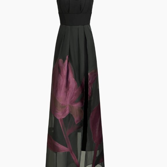 Kay Unger Mave Walk Though Jumpsuit Gown Fig Black 10 NWT $428 - Picture 13 of 13